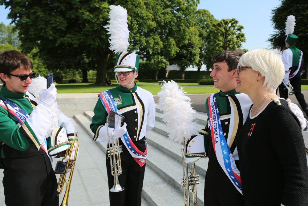 Helen Patton, granddaughter of General George Patton, and band members