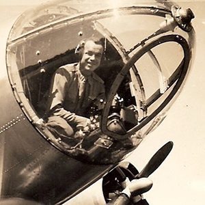James C. Harrison in the front bubble of the B-26